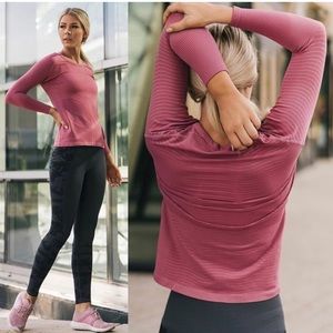 ZYIA Poppy Waves 3/4 Sleeves Red Stripes Crew Neck Size XL